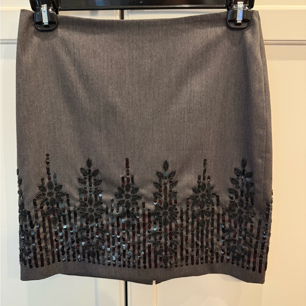 Gray Beaded (sequins) Pencil Skirt - Women's